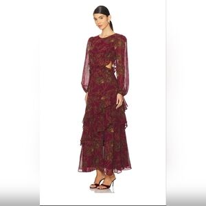 NWOT! ASTR The Label Anthro Biella Cutout Ruffle Women's Floral Maxi-Dress Large